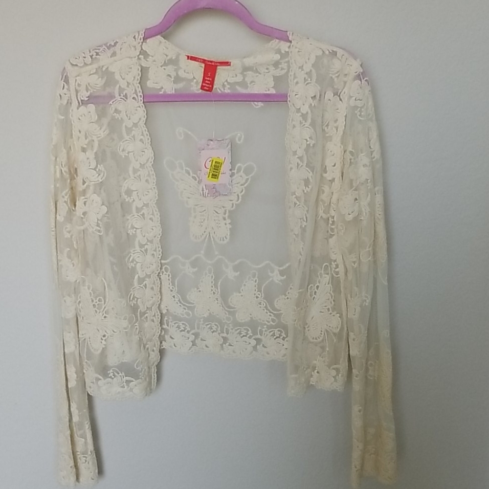 Cream crochet lace jacket